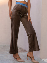 Corduroy Contrast Detail Cropped Wide Leg Pants - Shah S. Sahota